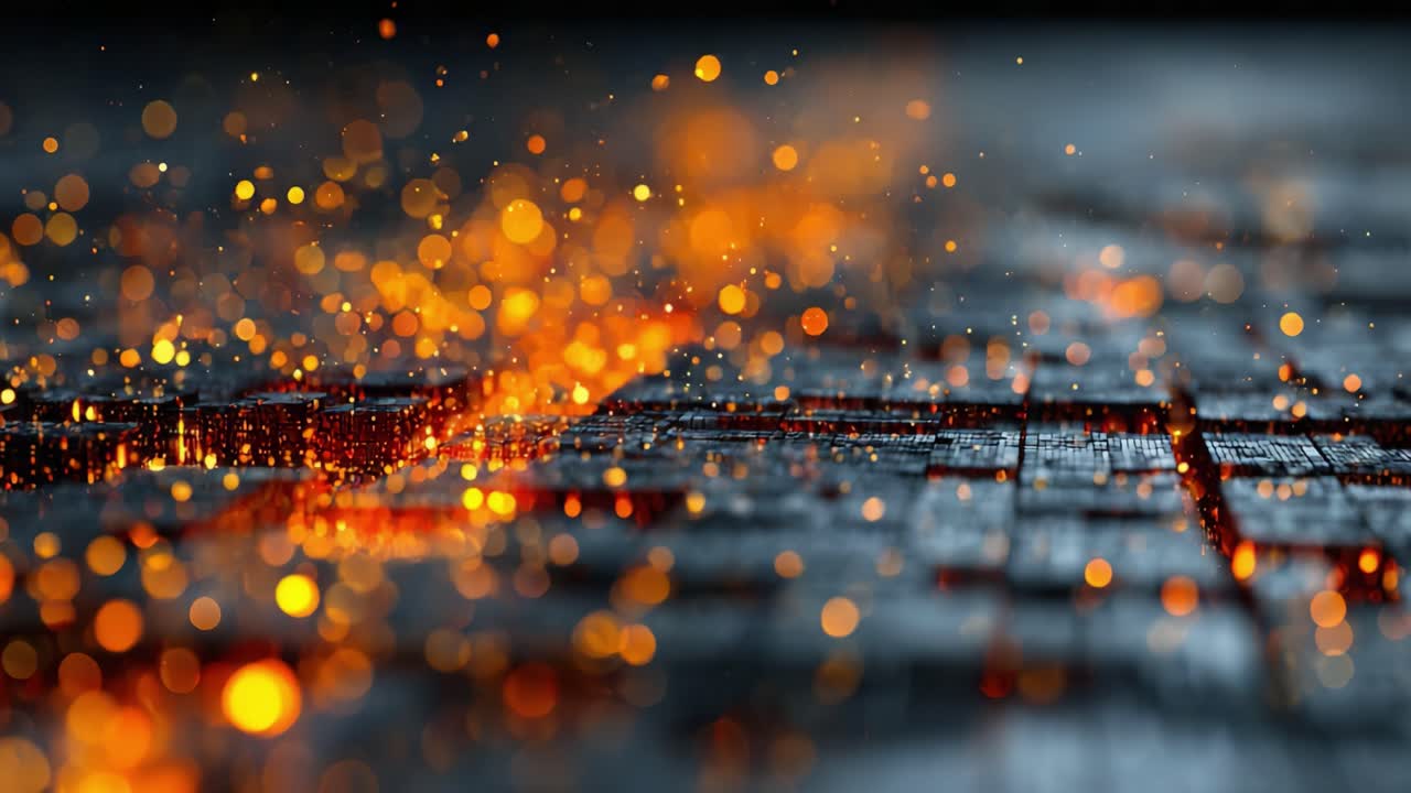 A mesmerizing display of glowing particles and sparks illuminating a textured surface, creating a captivating visual experience that blends art and technology harmoniously