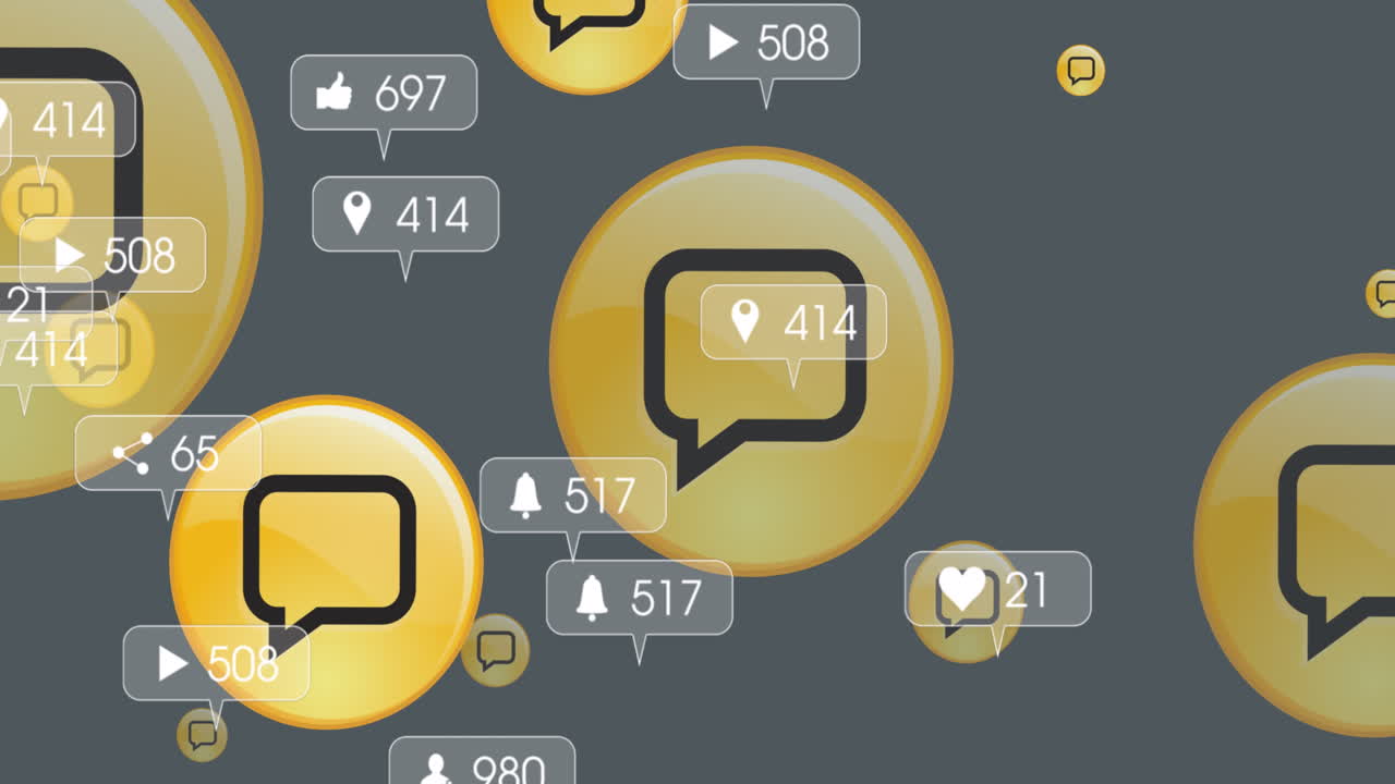 녹색 배경에 있는 미디어 아이콘의 애니메이션