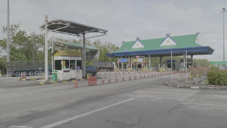 border checkpoint and booth at sa dao border crossing, southeast asia