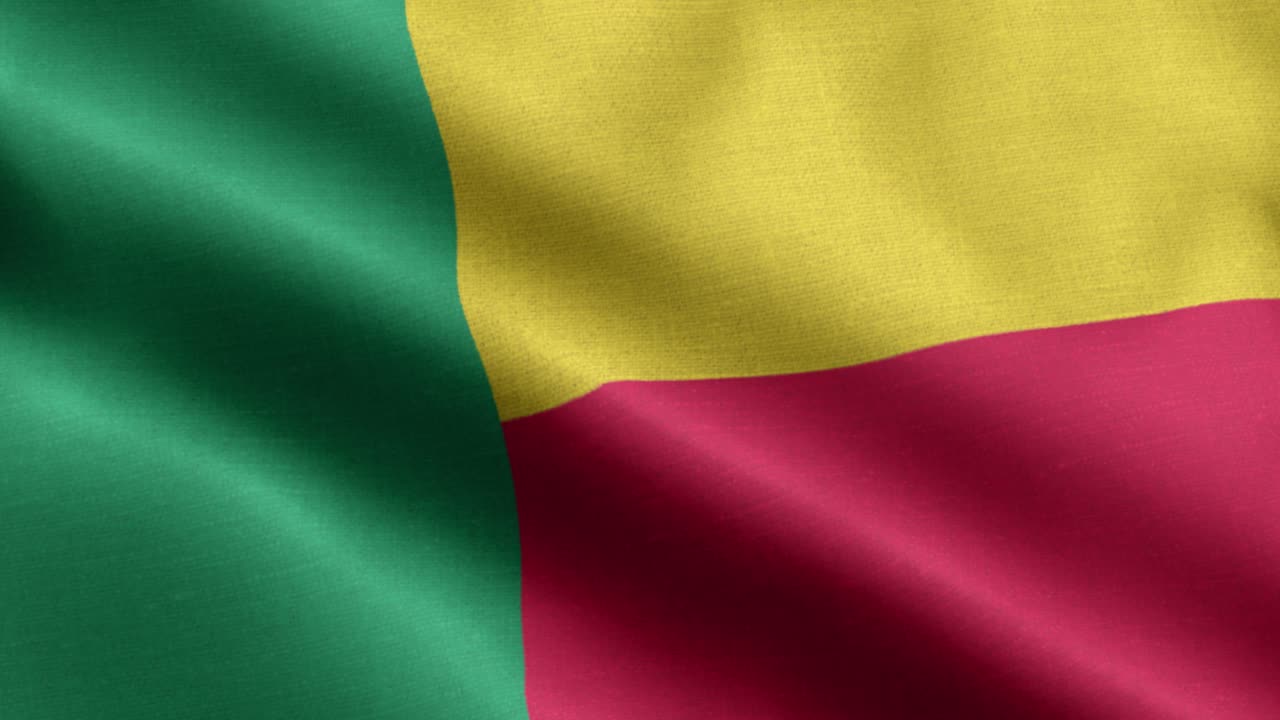 Closeup waving loop 4k National Flag of Benin