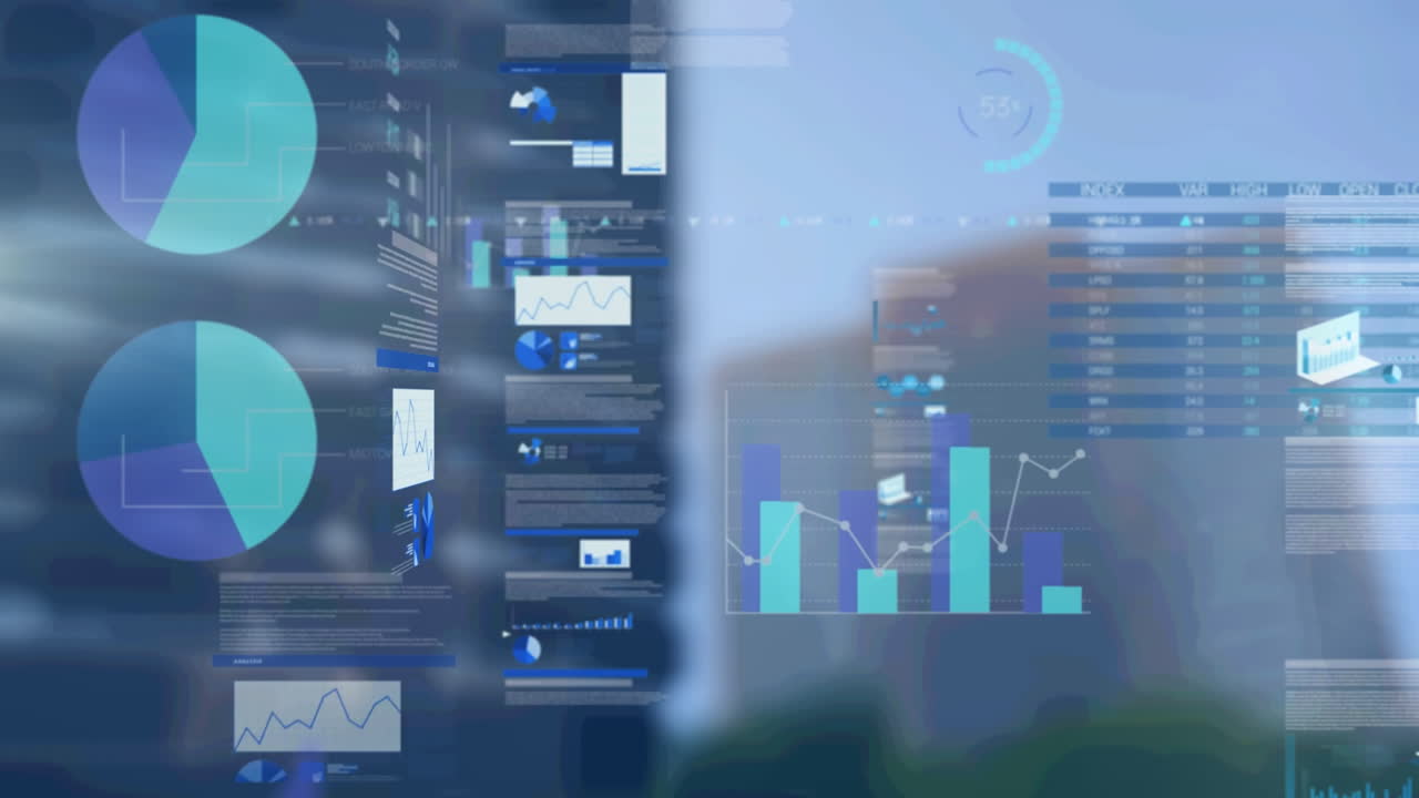 Animation af grafer og diverse data over sløret byfinansdistrikt