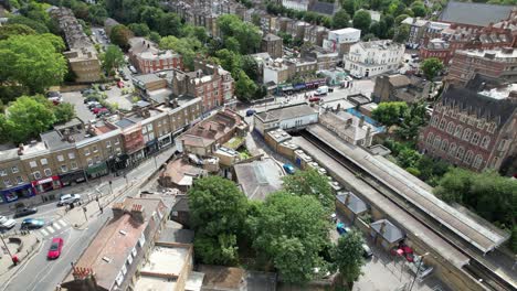 blackheath station london uk drone aerial view in summer drought