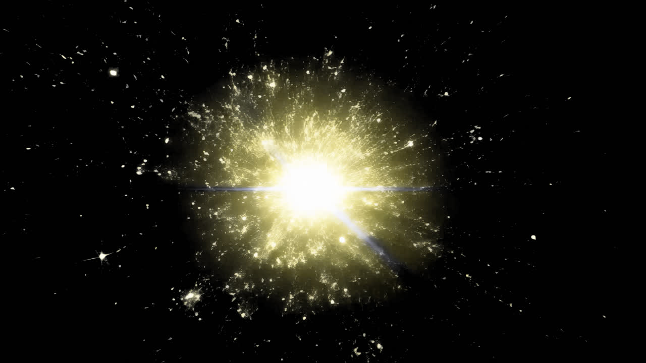 Bright cosmic explosion in space animated overlay, transparent 4K video, alpha channel, ProRes 4444