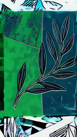 abstract pop art collection with geometric patterns, botanicals, and expressive eye