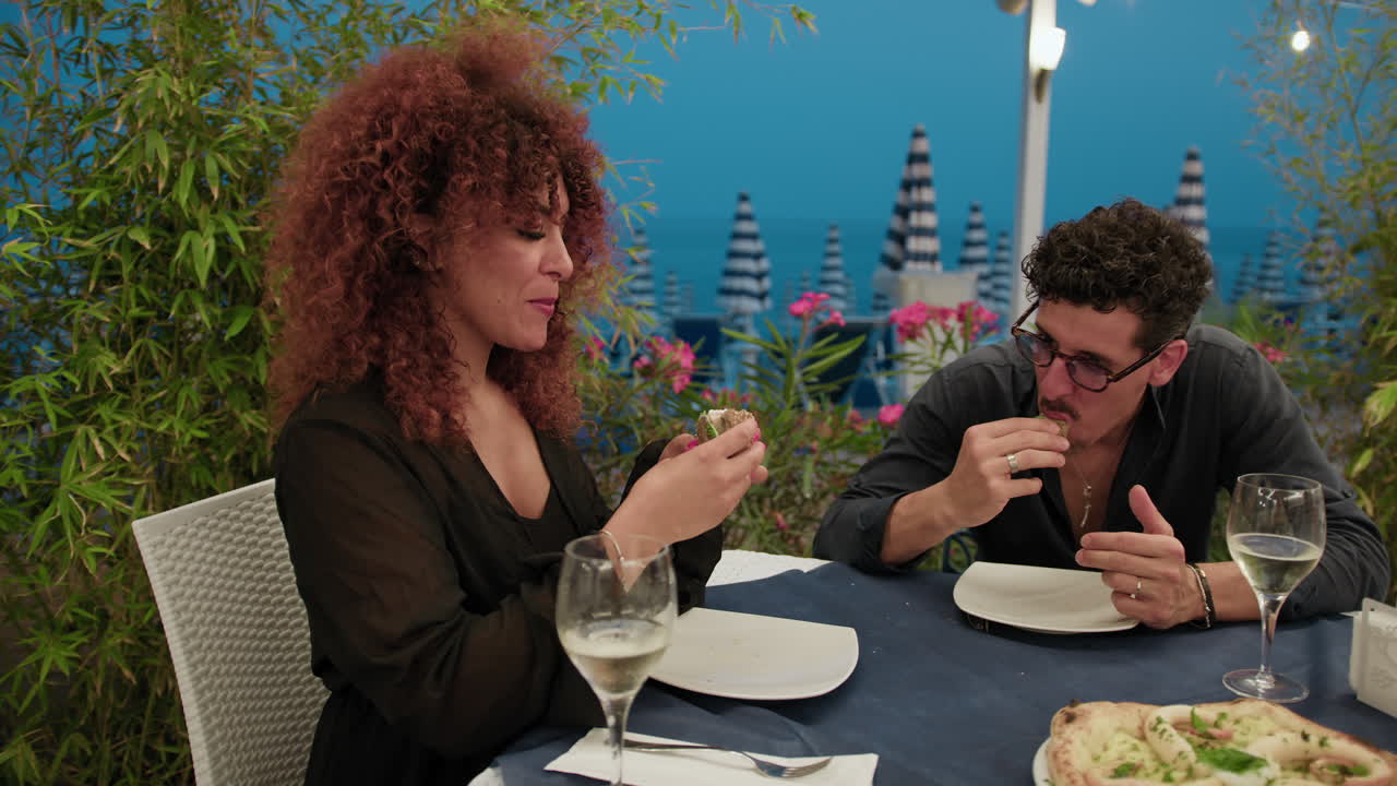 Romantic Valentines Day Dinner At The Beach Resort With Pizza And Burger