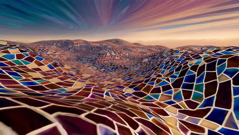 mosaic hillscape - abstract digital art