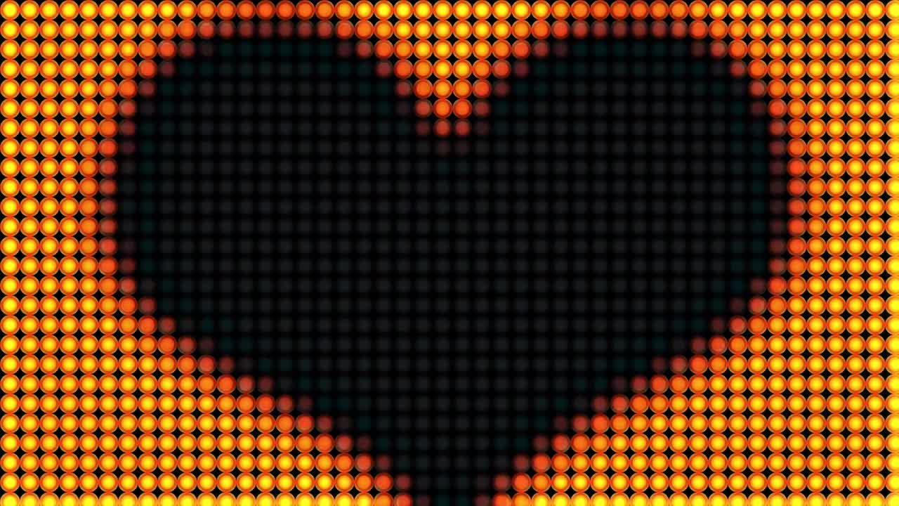Sfondo parete palco con cuore VJ, luci lampeggianti e riflettori