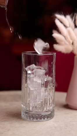 empty glass and glass with ice