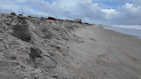 beach shelving after a tropical storm, coastal erosion