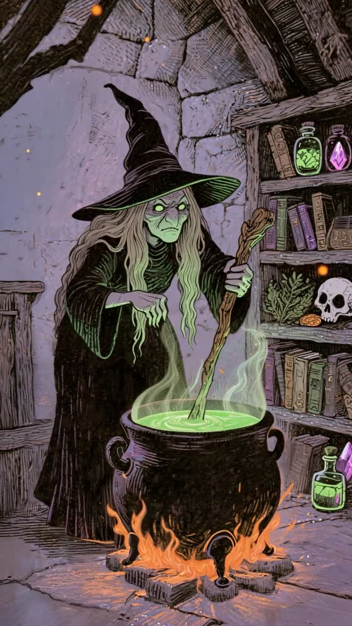 Witch brewing a magic potion
