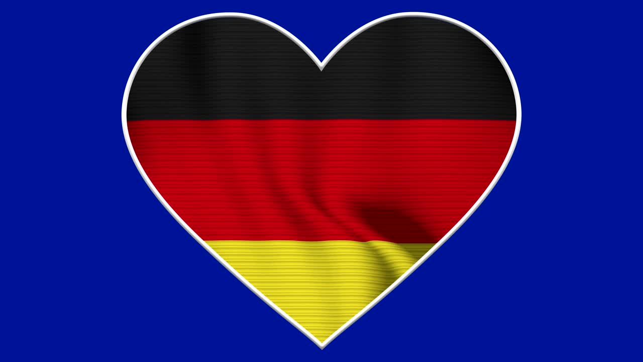 Germany Heart Love Flag Loop - Realistic 4K flag waving in the wind. Seamless loop with highly detailed fabric texture