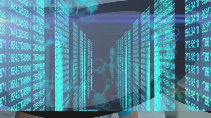 Animation of data processing over chemical formula