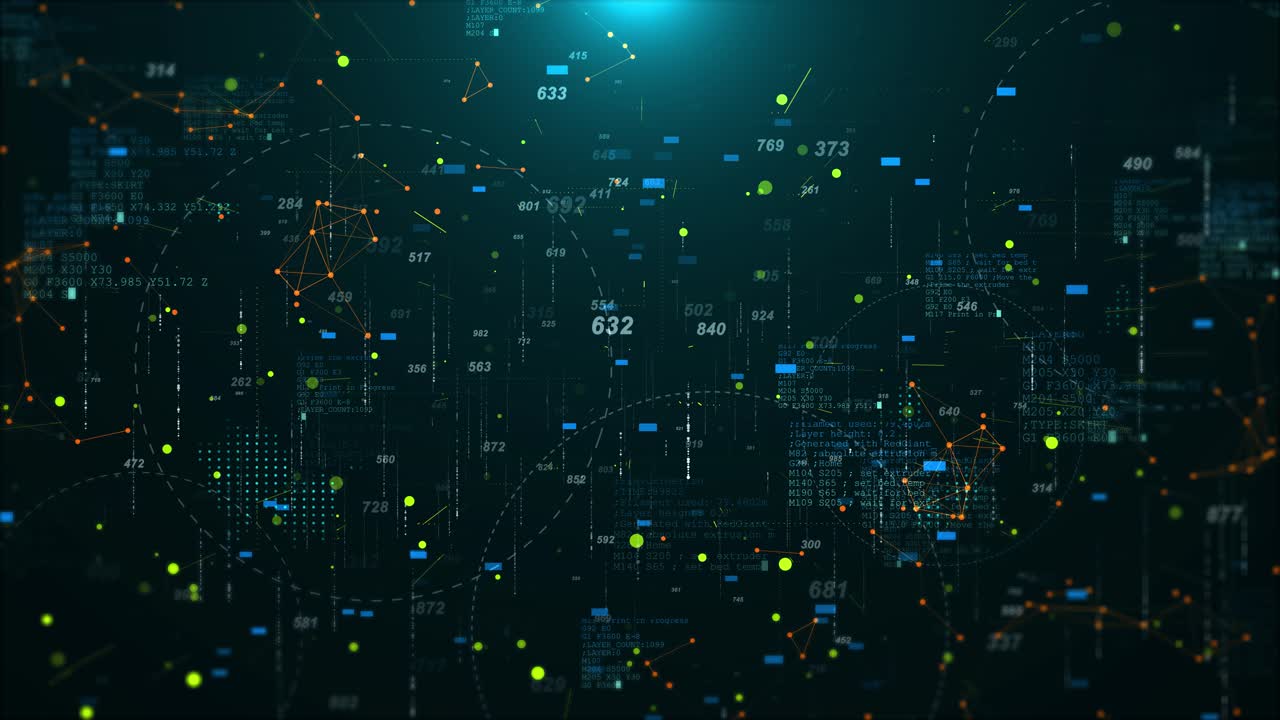 Digital cyberspace data matrix blockchain network connection binary coding hud infographic data