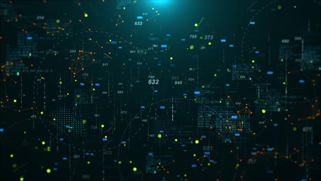 Digital cyberspace data matrix blockchain network connection binary coding hud infographic data