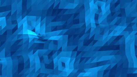 an abstract wall made up of blue triangle shapes in various shades, continuously morphing and flowing in a dynamic animation