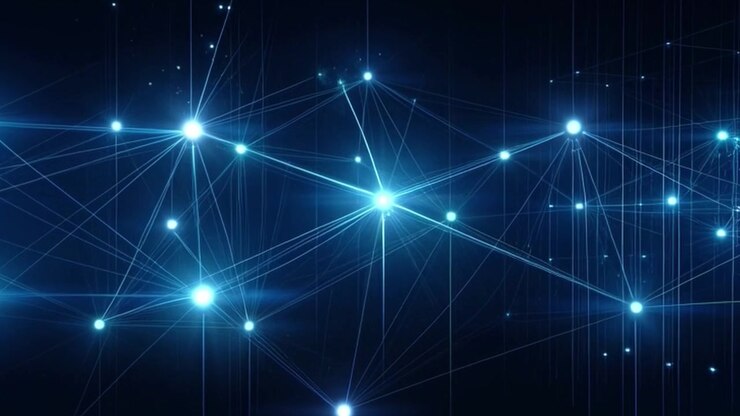 Abstract Digital Network Connection with Glowing Blue Nodes