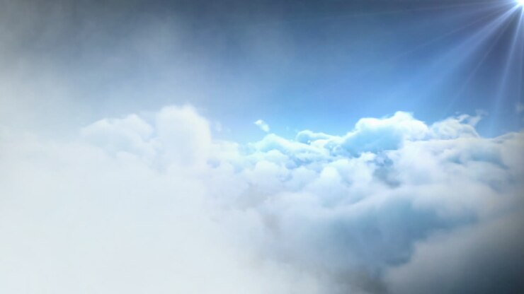 Animation of moving blue energy and lights over sky
