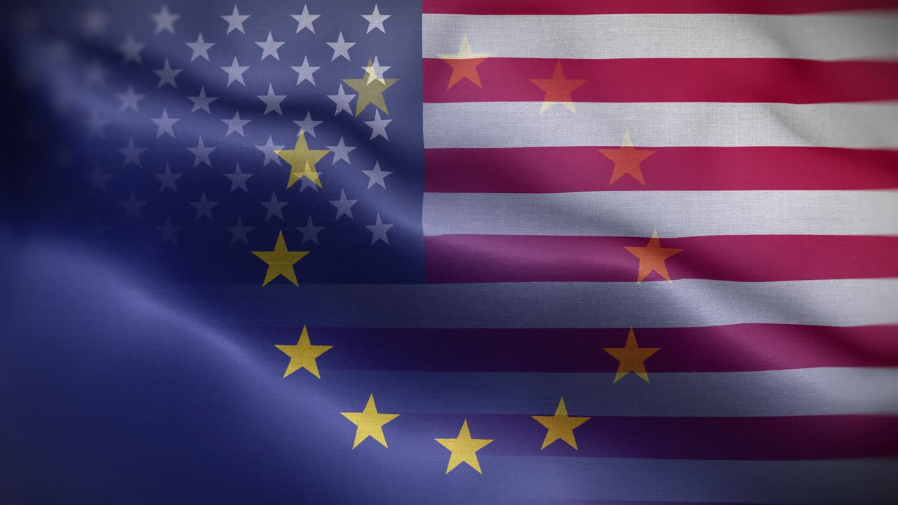 EU USA Flag Loop Background 4K