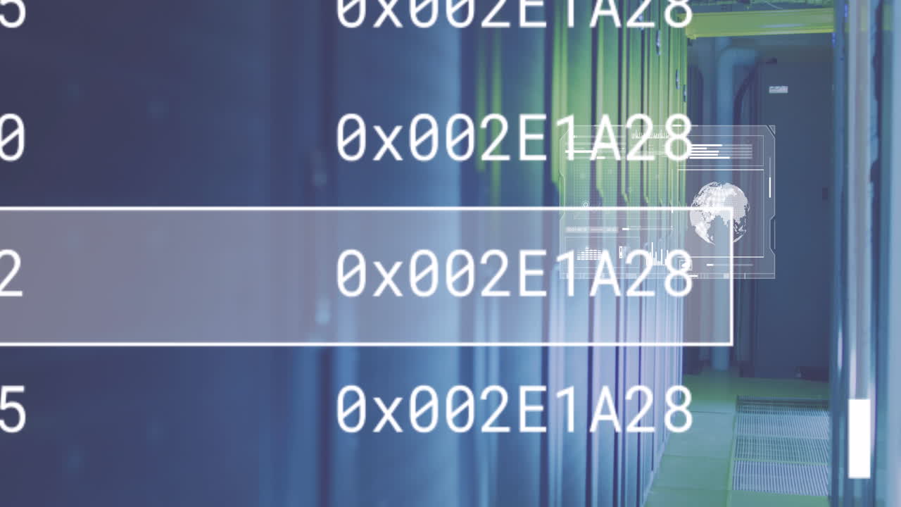 Animation of data processing over server room