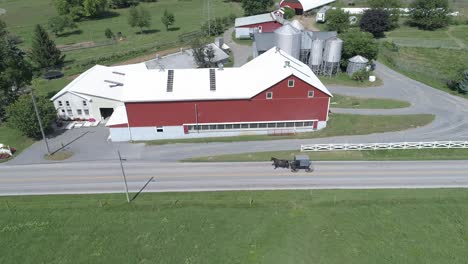 Aerial-View-of-an-Amish-Sunday-Church-Meeting-on-a-Sunny-Summer-Day