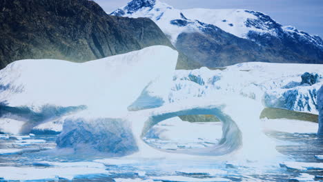 majestic ice formations and snow capped mountains in a serene landscape