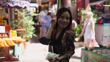 walking through a vibrant outdoor street market