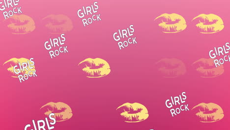 animation of girls rock texts on pink background