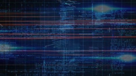 animación del procesamiento de datos sobre un fondo oscuro