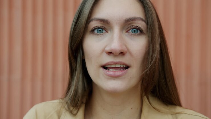 Woman with various facial expressions