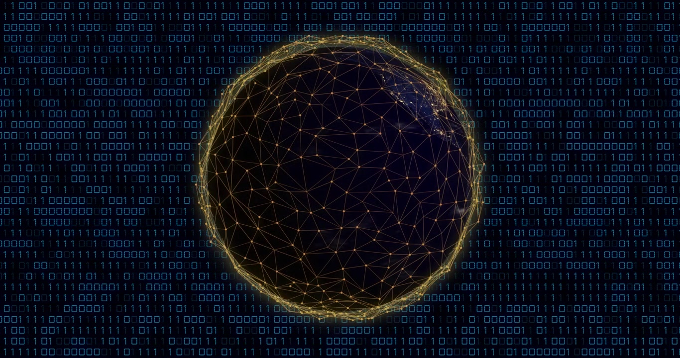 Pulse sparking globe tracing triad arcs reroute meet-scatter trails fade line split mapping data