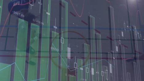 animación del procesamiento de datos financieros sobre jugadores de baloncesto