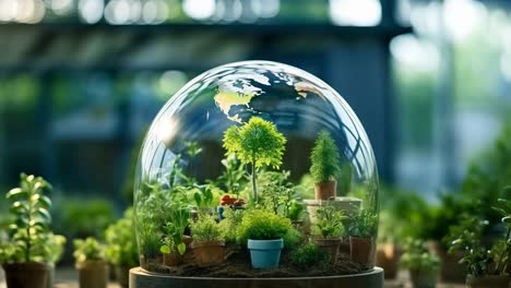 miniature earth in a glass dome