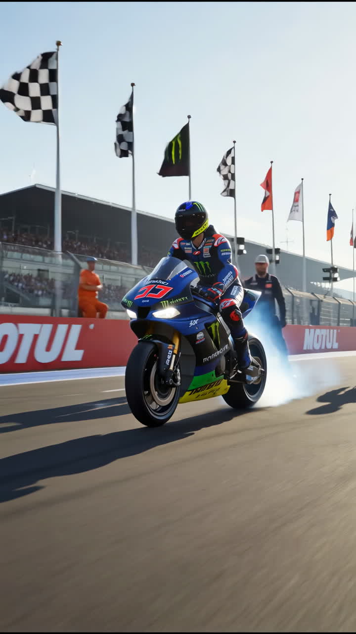 Professional Motorcycle Racer on Track