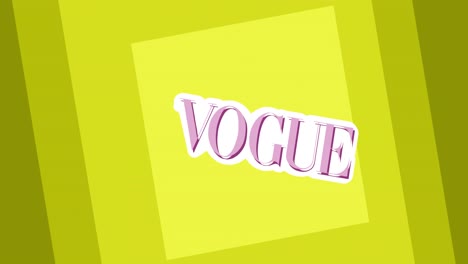 animation of vogue text on yellow squares backgroud