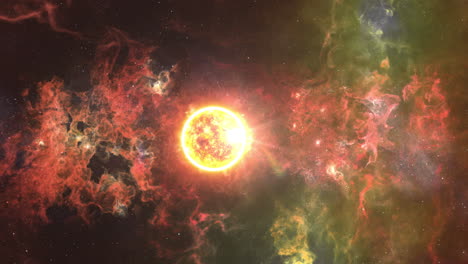 fiery star in a nebula