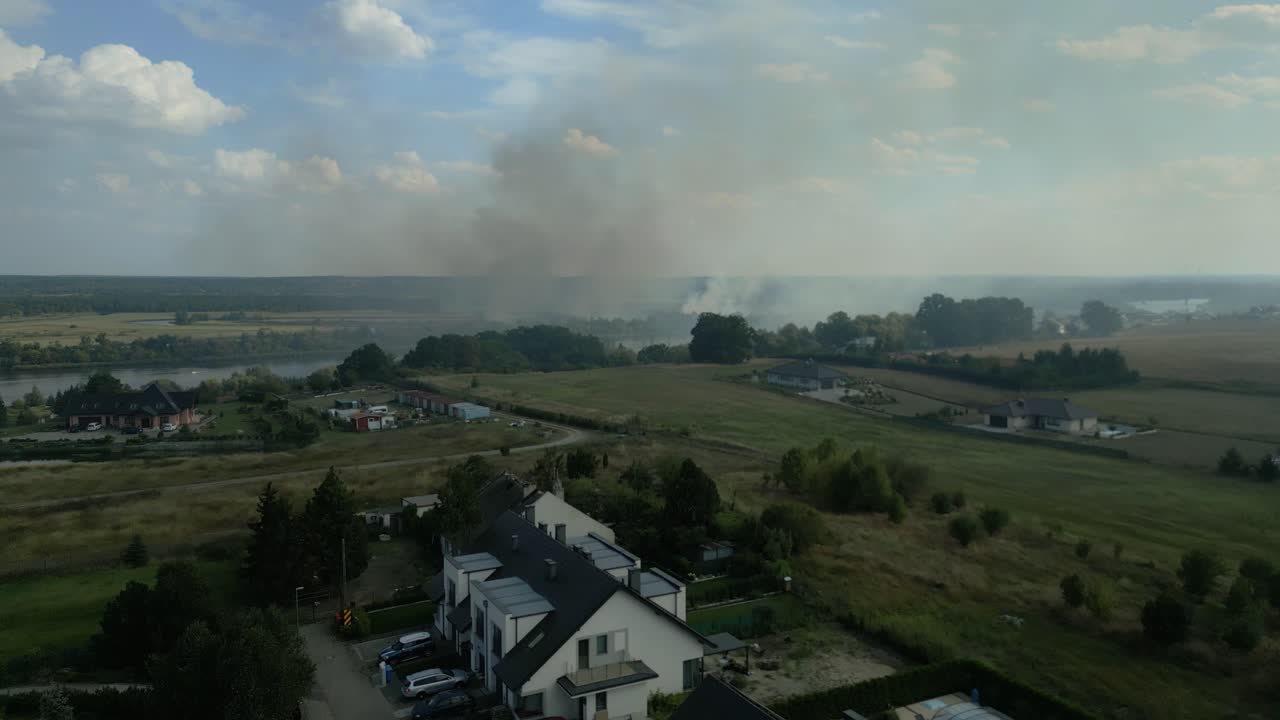 Wildfire in Rural Area Near River