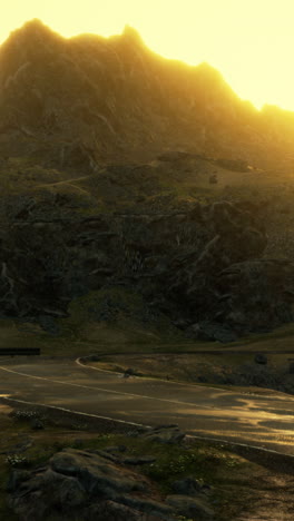 scenic winding mountain road at sunset
