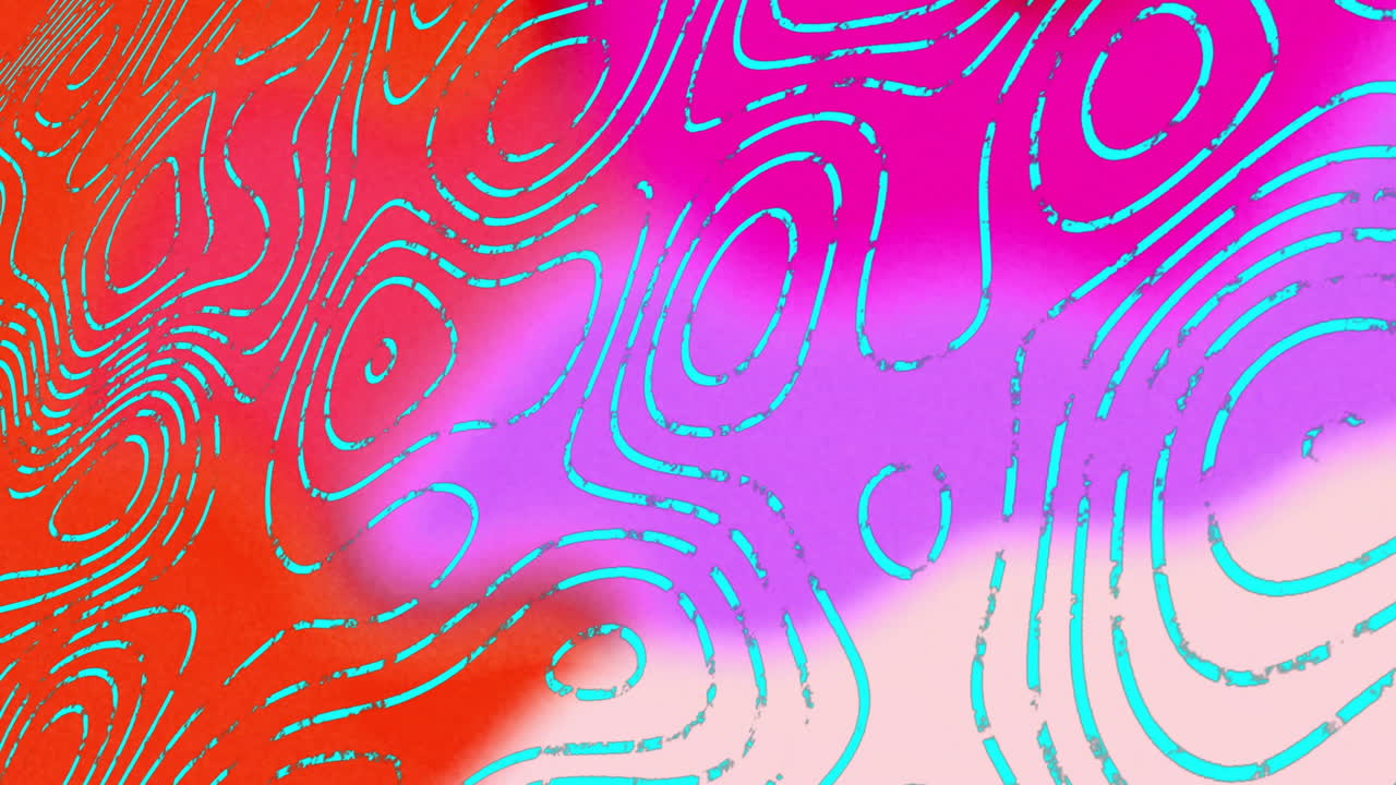 Turquoise contour lines swirling across red-to-peach gradient in abstract flat design illustration