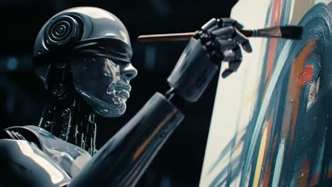 a robotic artist creating a masterpiece: explore the future of creative expression through machine innovation and imagination