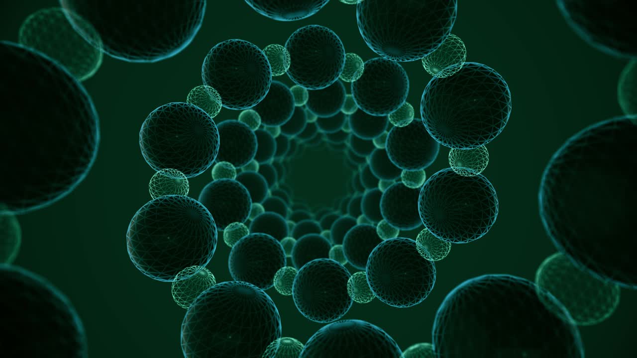 animación sin costuras de una molécula de adn rotativa que brilla. bucle