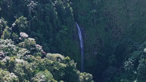 aerial view of salto del rodeo waterfall in bonao, dominican republic