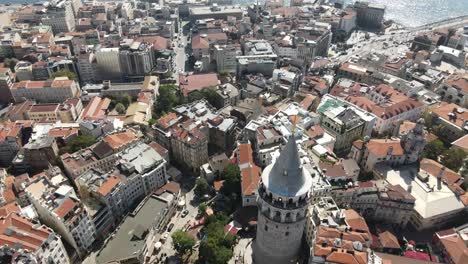 drone flying galata tower istanbul