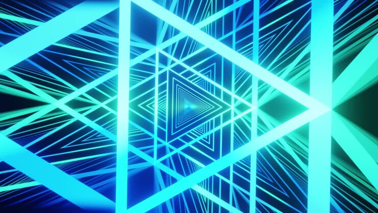 Blue ice laser neon show triangles tunnel background VJ loop