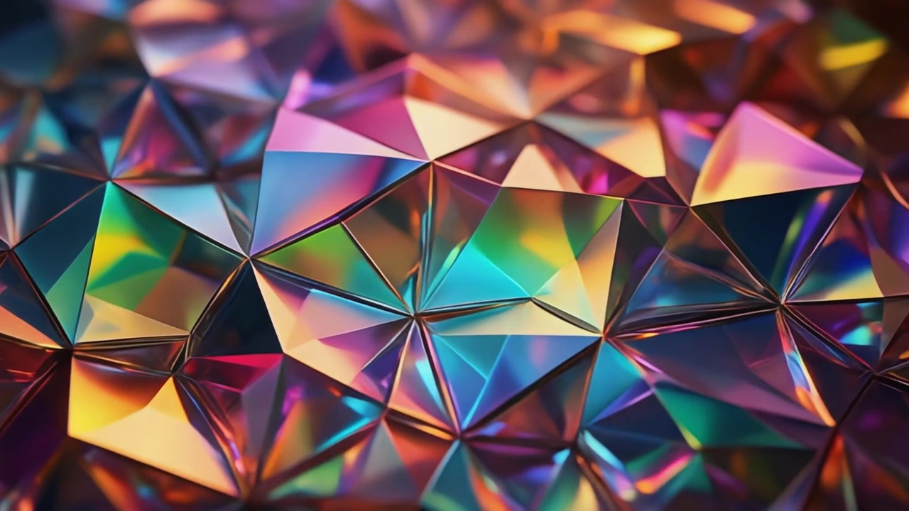 Fundo Abstrato de Facetas de Cristal Geométricas Iridescentes