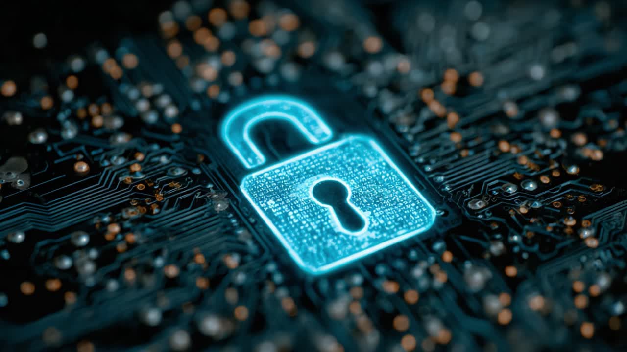 A Digital Security Lock Concept Illustrating Cyber Protection with a Circuit Board Background, Emphasizing the Importance of Online Safety and Data Encryption