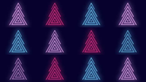 patrón de árboles de navidad con luz led de colores neón pulsante