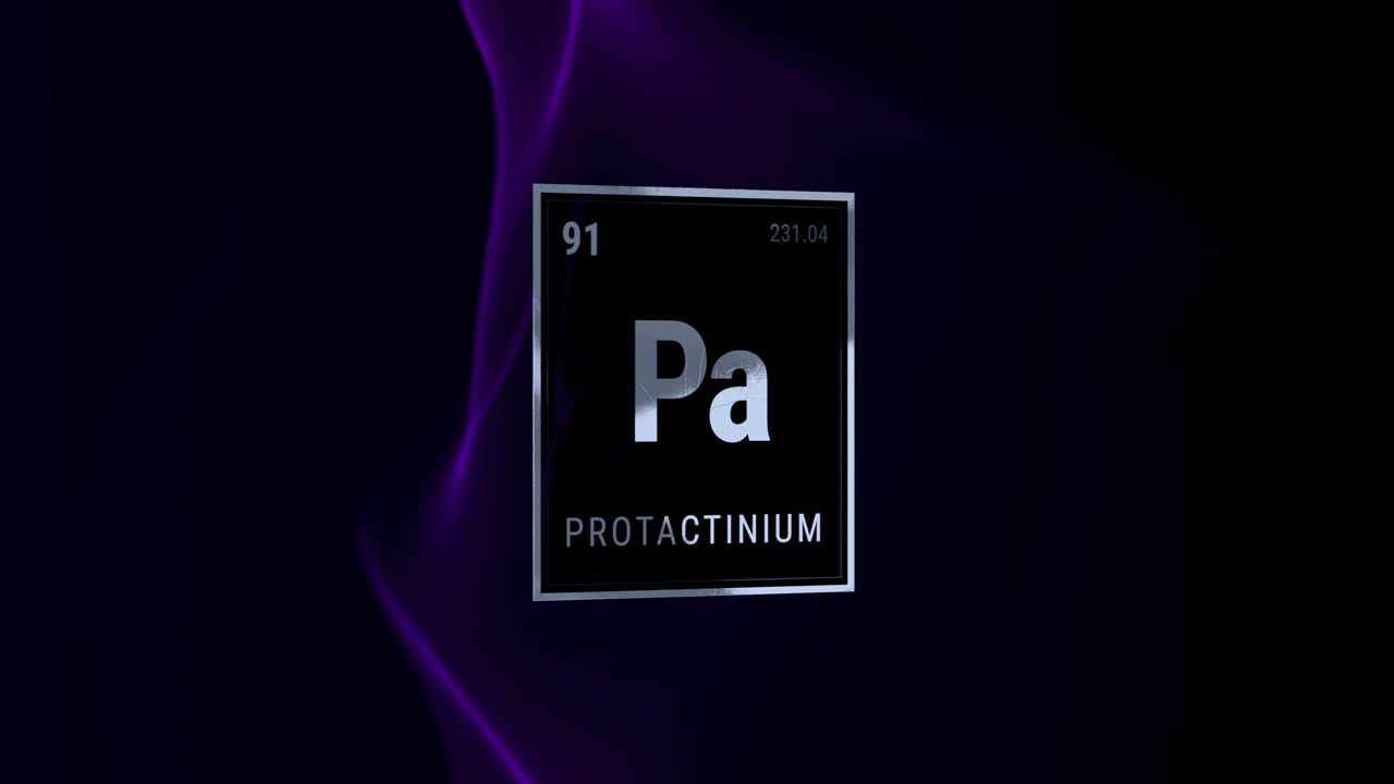 Protactinium Element Symbol on Dark Purple Abstract Background