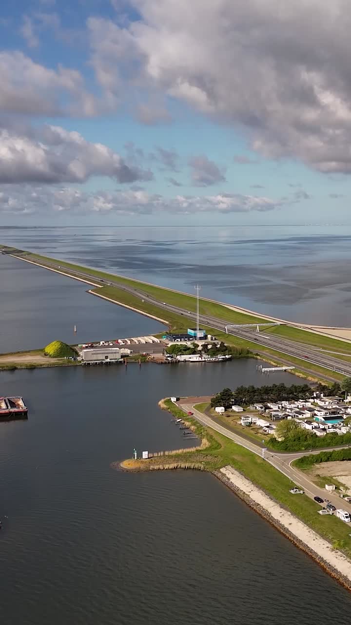 Aerial View of a Dutch Coastal Campground and Marina