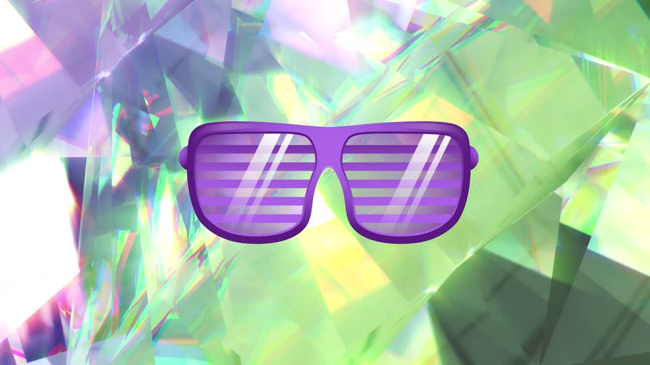 animación del icono de las gafas púrpuras sobre el cristal