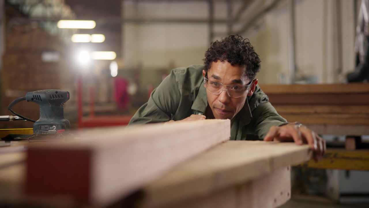 Woodworker crafting in workshop